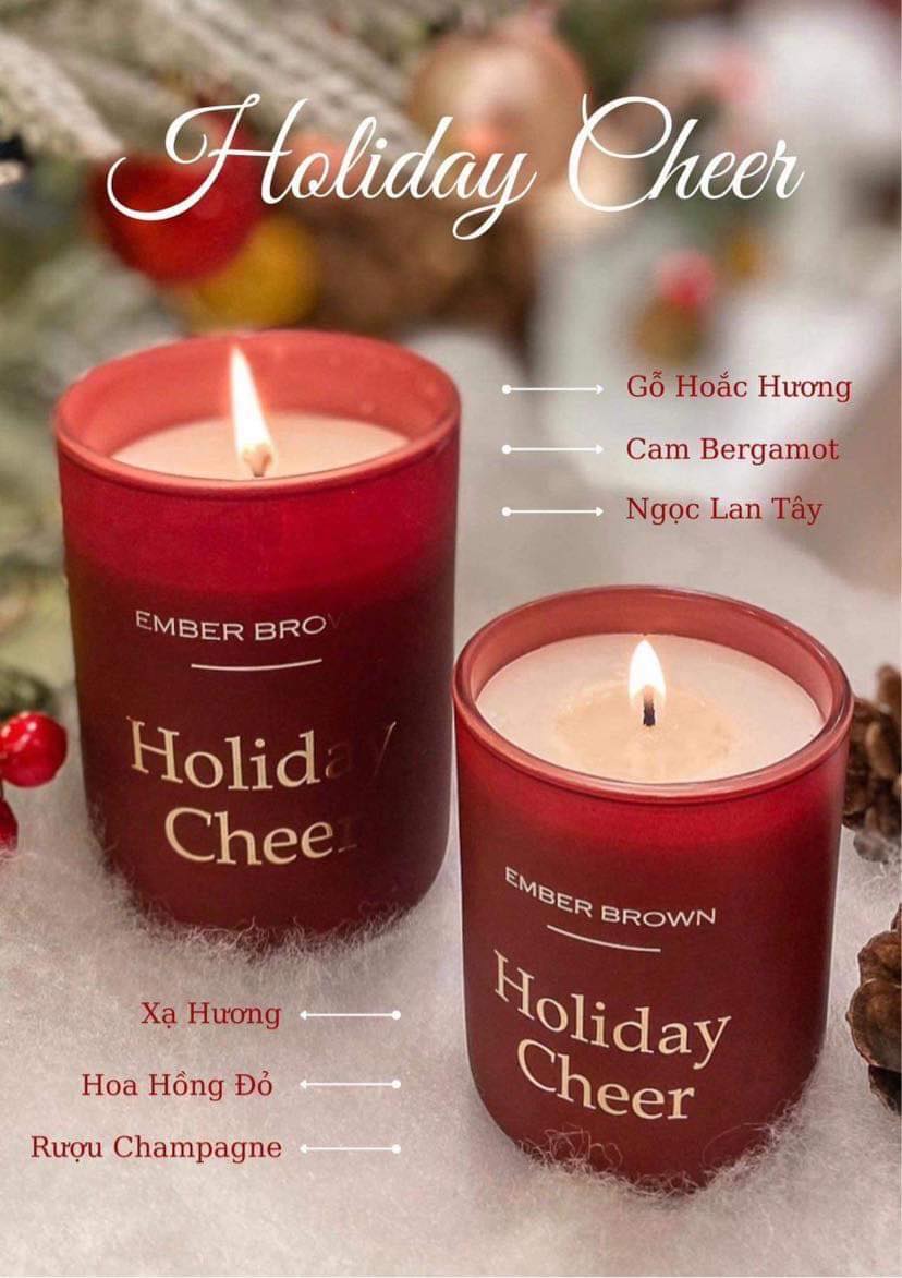 EMBER BROWN nến thơm cao cấp Holiday Cheer màu đỏ size to 7.4oz