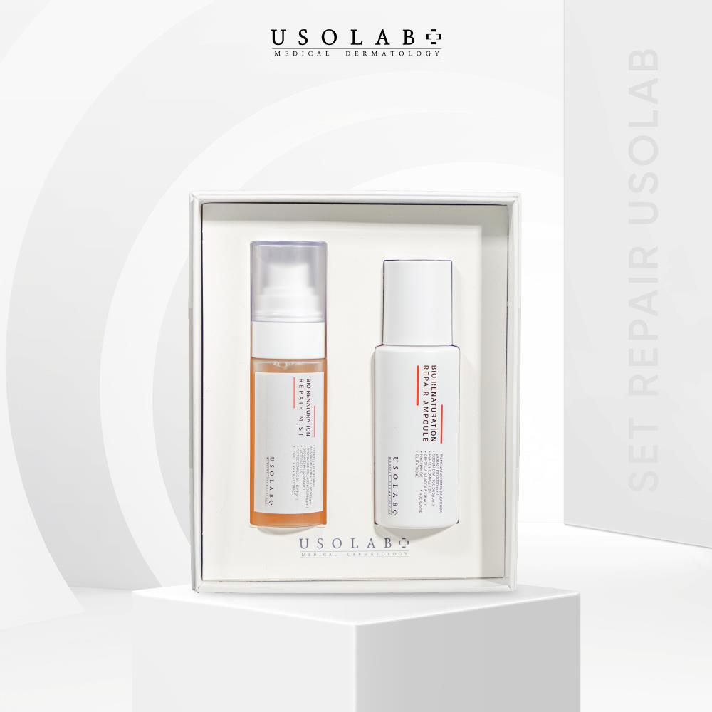 USOLAB Set Repair Ampoule   Repair Mist Tinh chất cô đặc tế bào gốc và Xịt khoáng phục hồi